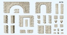 Preiser 18217 Bruchsteinmauern mit Toröffnungen und 