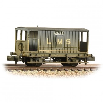 Graham Farish 377-750A MR 20T Brake Van With Duckets LMS Grey - 