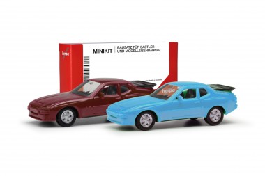 Herpa 012768-004 2er Set MiniKit: Porsche 944 blau/rot 