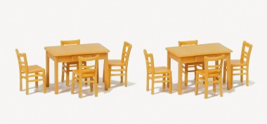 Preiser 17218 2 Tische, 8 Stühle. Materialfarbe 