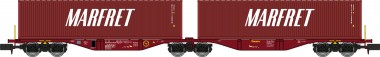 REE Modeles NW-292 Touax Doppelcontainerwagen 6-achs Ep.6 