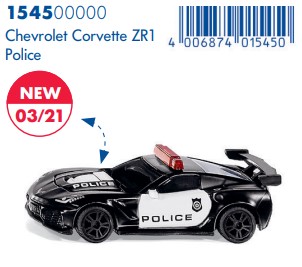 Siku 1545 Chevrolet Corvette ZR1 Police 