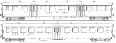 MW-Modell N-CH-220b SBB Personenwagen-Set 2-tlg Ep.3 