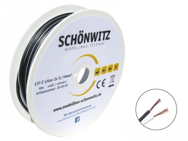 Schönwitz 50986 10m LIYZ Zwillingslitze 2x 0,14mm² weiß 